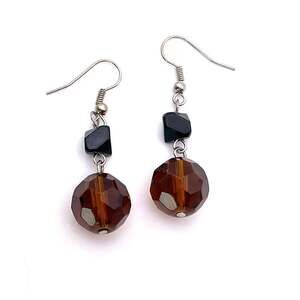 E142 | Brown and Black Bead Dangle Earrings